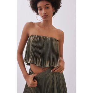 Anthropologie Pleated Metallic Tube Top Gold Size 10